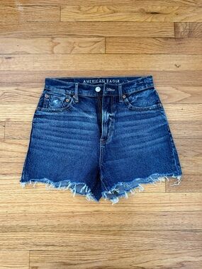 American Eagle Dark Blue High-Rise Denim Shorts
